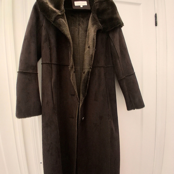 Calvin Klein Chocolate Trench Coat - Picture 2 of 9